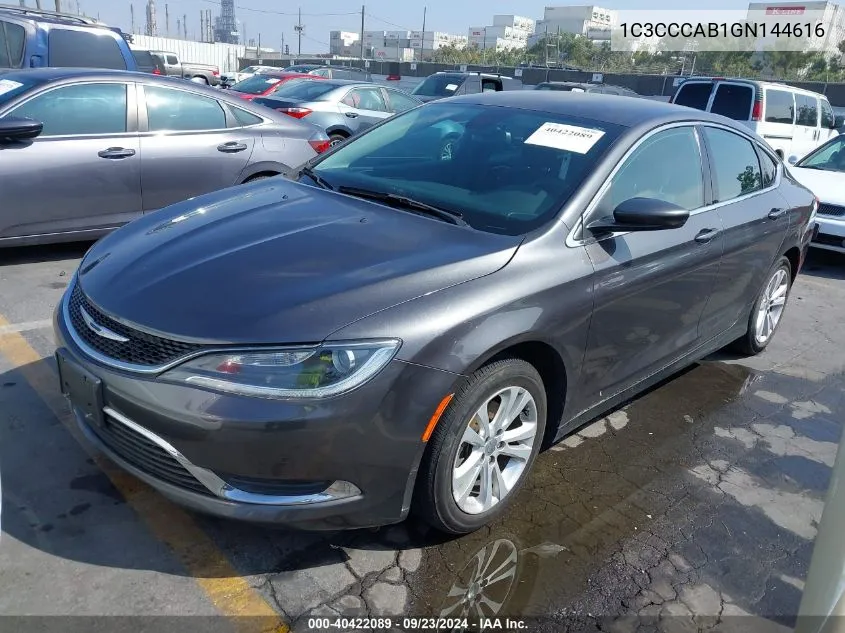 2016 Chrysler 200 Limited VIN: 1C3CCCAB1GN144616 Lot: 40422089