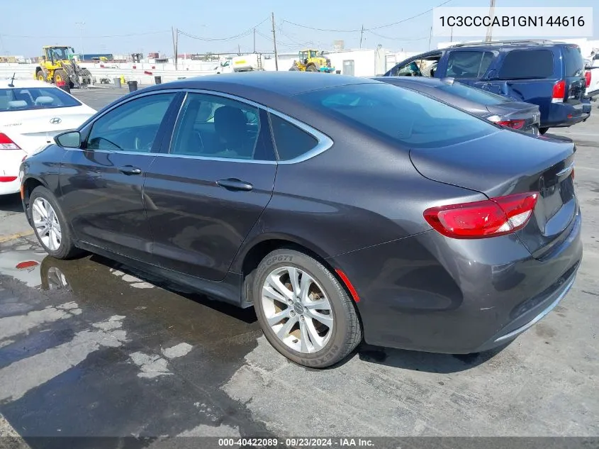 2016 Chrysler 200 Limited VIN: 1C3CCCAB1GN144616 Lot: 40422089