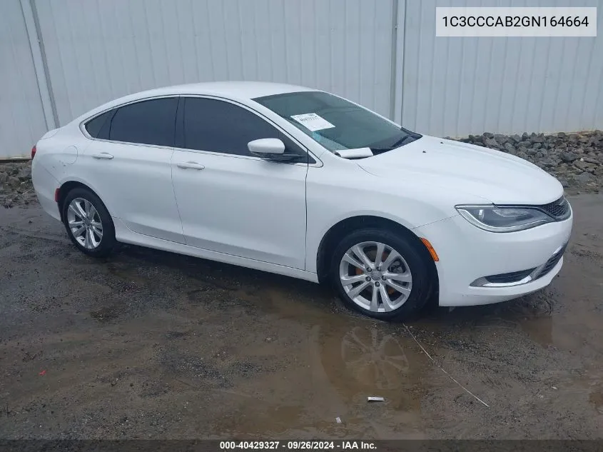 2016 Chrysler 200 Limited VIN: 1C3CCCAB2GN164664 Lot: 40429327