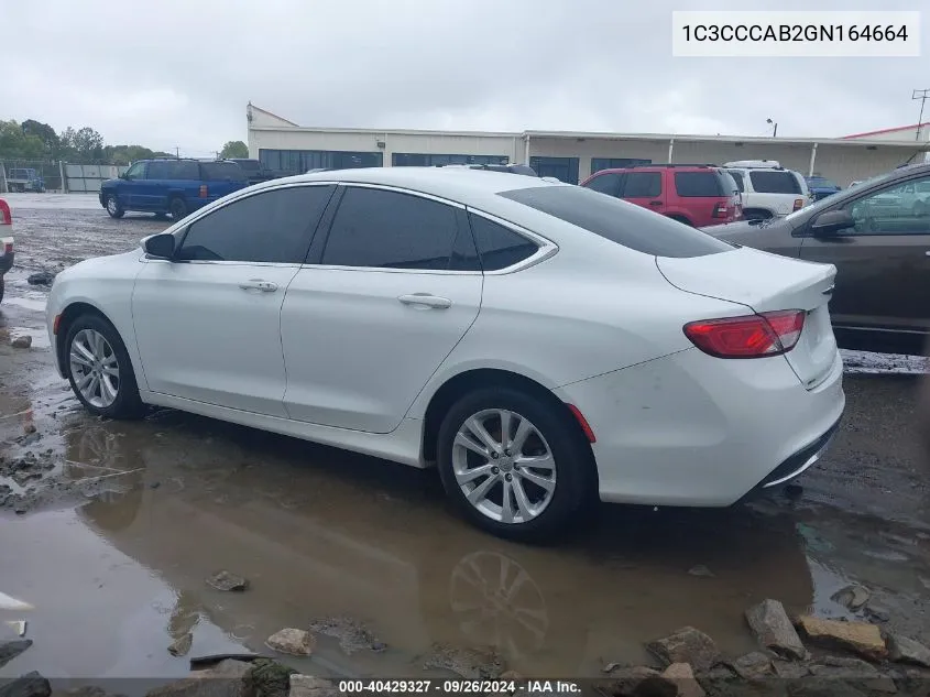 2016 Chrysler 200 Limited VIN: 1C3CCCAB2GN164664 Lot: 40429327