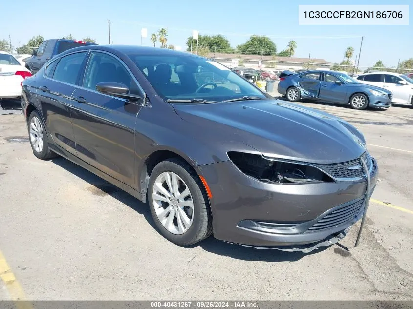 2016 Chrysler 200 Touring VIN: 1C3CCCFB2GN186706 Lot: 40431267