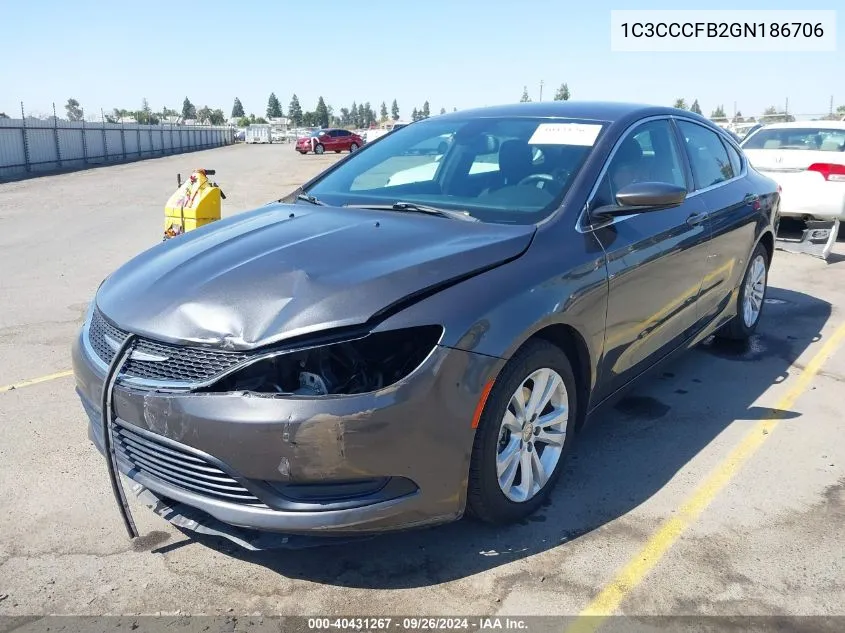 2016 Chrysler 200 Touring VIN: 1C3CCCFB2GN186706 Lot: 40431267