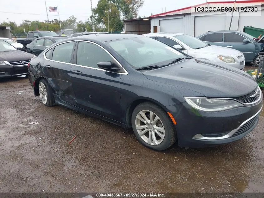 2016 Chrysler 200 Limited Platinum VIN: 1C3CCCAB8GN192730 Lot: 40433567