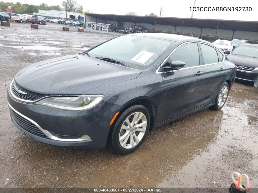 2016 Chrysler 200 Limited Platinum VIN: 1C3CCCAB8GN192730 Lot: 40433567