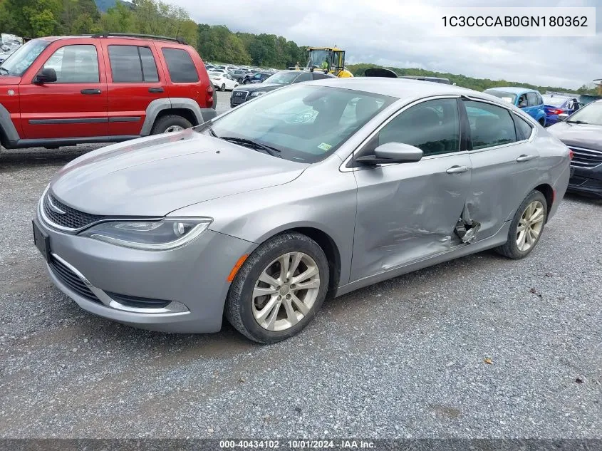 2016 Chrysler 200 Limited Platinum VIN: 1C3CCCAB0GN180362 Lot: 40434102