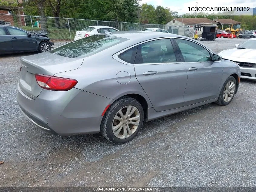 2016 Chrysler 200 Limited Platinum VIN: 1C3CCCAB0GN180362 Lot: 40434102