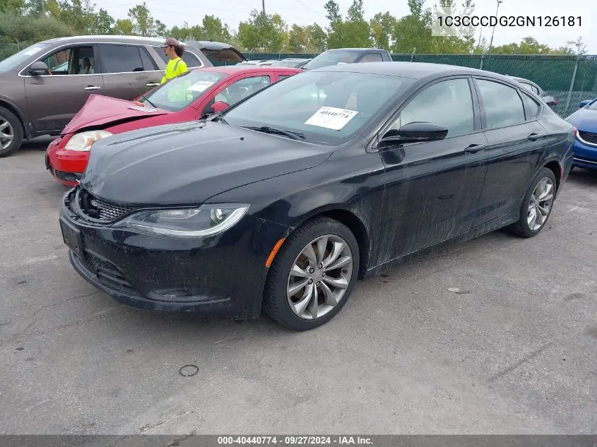 2016 Chrysler 200 S VIN: 1C3CCCDG2GN126181 Lot: 40440774