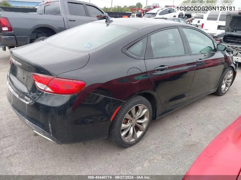 2016 Chrysler 200 S VIN: 1C3CCCDG2GN126181 Lot: 40440774