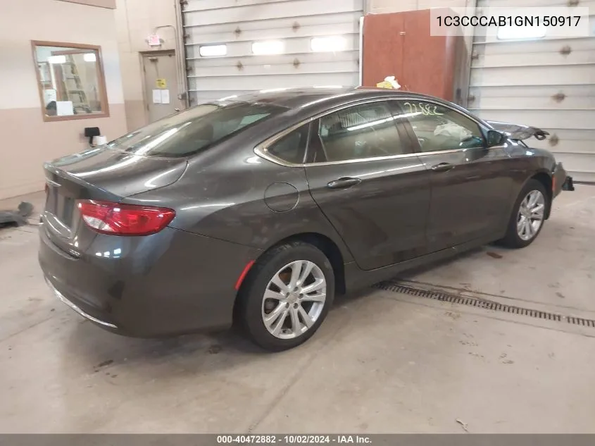 2016 Chrysler 200 Limited VIN: 1C3CCCAB1GN150917 Lot: 40472882