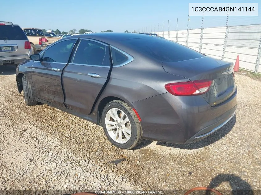 2016 Chrysler 200 Limited VIN: 1C3CCCAB4GN141144 Lot: 40487038