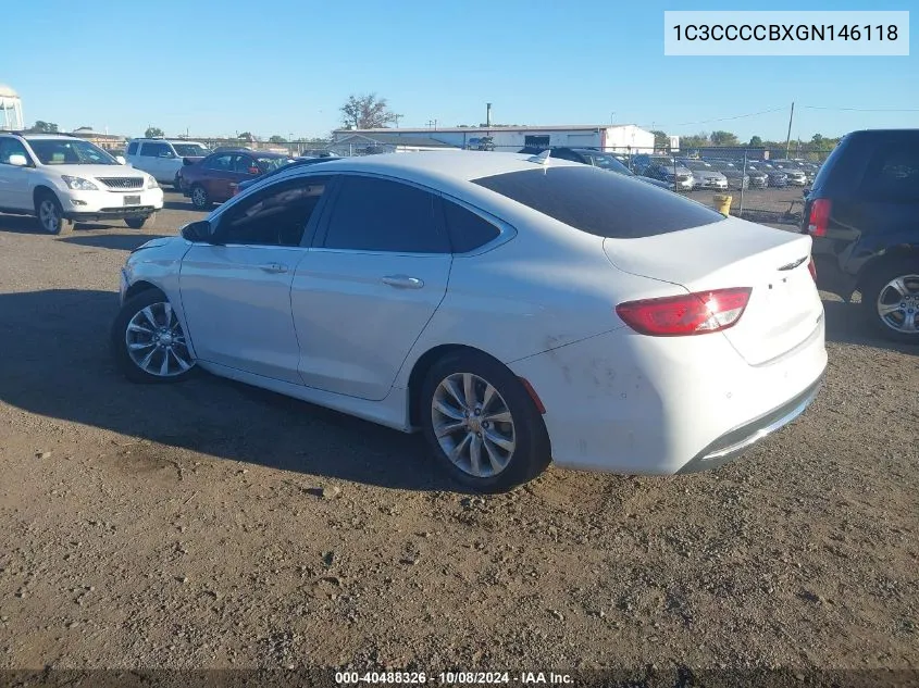 2016 Chrysler 200 C VIN: 1C3CCCCBXGN146118 Lot: 40488326