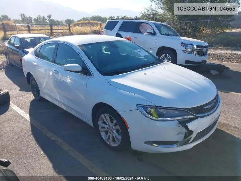 2016 Chrysler 200 Limited VIN: 1C3CCCAB1GN104665 Lot: 40489163