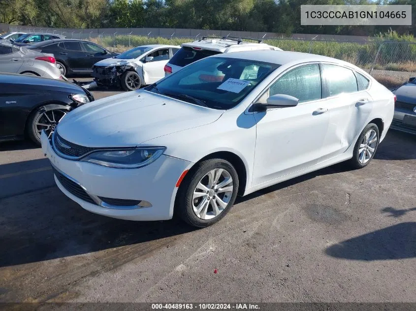 2016 Chrysler 200 Limited VIN: 1C3CCCAB1GN104665 Lot: 40489163