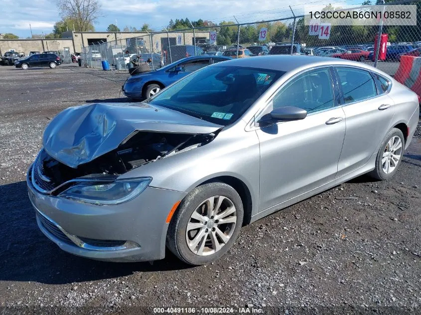 2016 Chrysler 200 Limited VIN: 1C3CCCAB6GN108582 Lot: 40491186