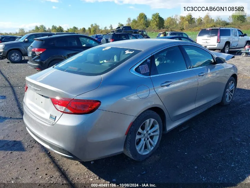 2016 Chrysler 200 Limited VIN: 1C3CCCAB6GN108582 Lot: 40491186