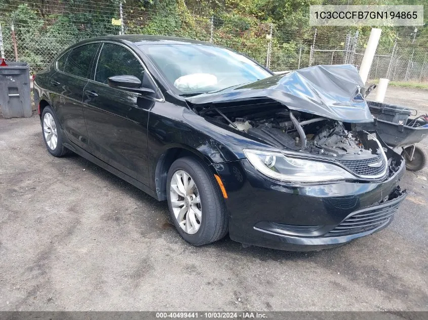 2016 Chrysler 200 Touring VIN: 1C3CCCFB7GN194865 Lot: 40499441