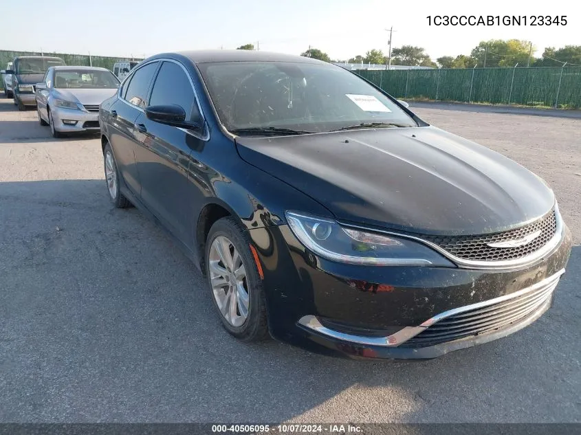 2016 Chrysler 200 Limited VIN: 1C3CCCAB1GN123345 Lot: 40506095