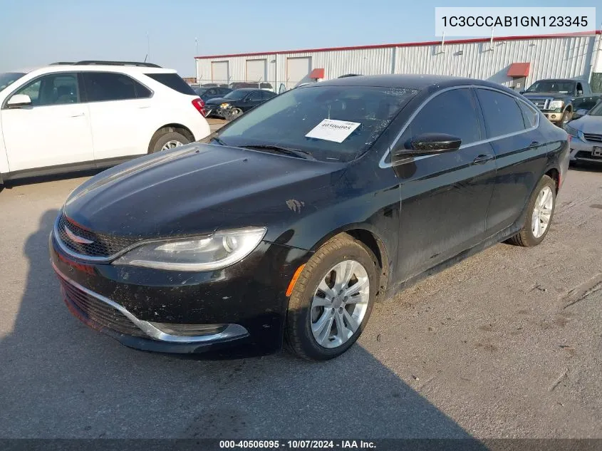 2016 Chrysler 200 Limited VIN: 1C3CCCAB1GN123345 Lot: 40506095