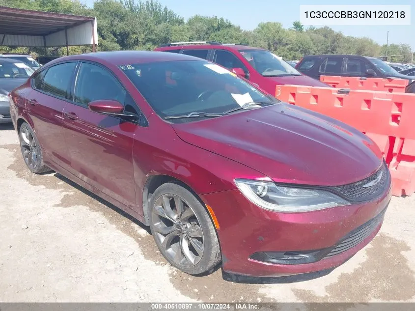 2016 Chrysler 200 S VIN: 1C3CCCBB3GN120218 Lot: 40510897