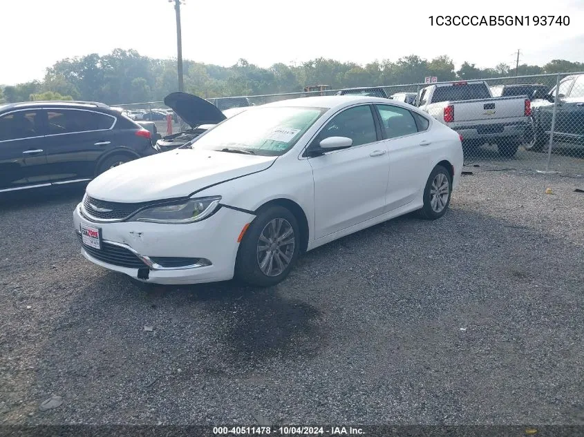 2016 Chrysler 200 Limited Platinum VIN: 1C3CCCAB5GN193740 Lot: 40511478