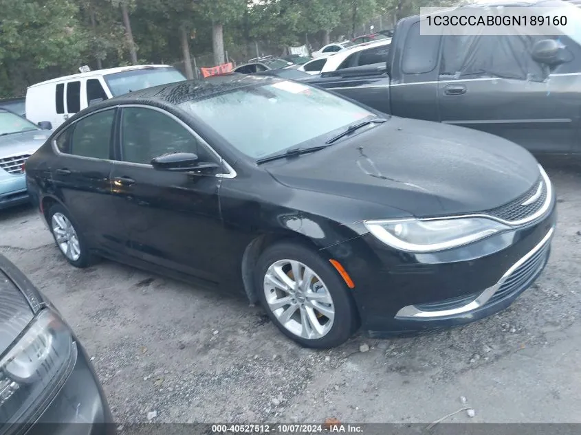 2016 Chrysler 200 Limited Platinum VIN: 1C3CCCAB0GN189160 Lot: 40527512