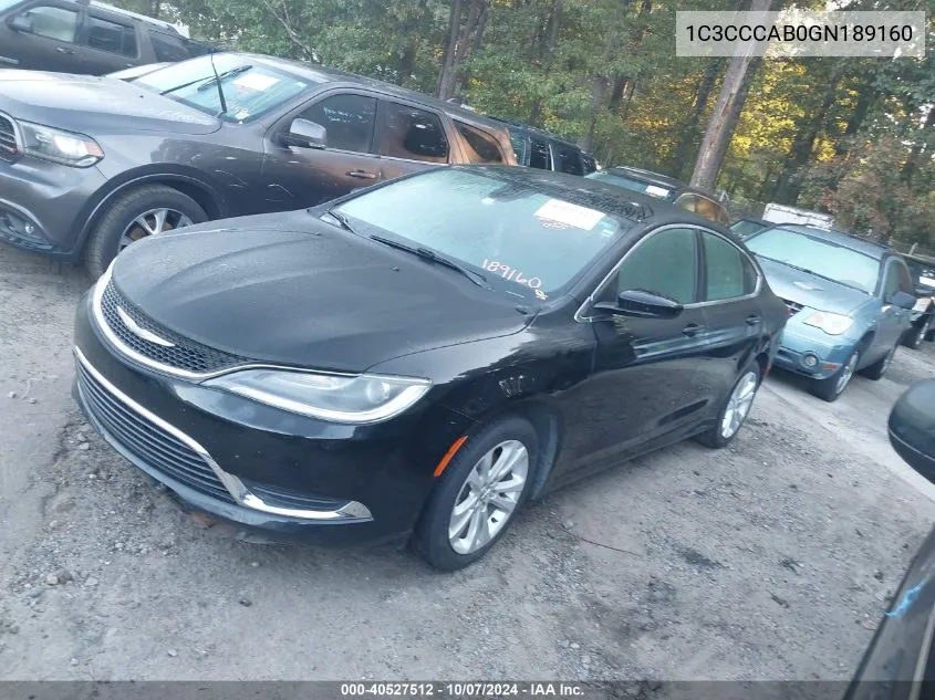 2016 Chrysler 200 Limited Platinum VIN: 1C3CCCAB0GN189160 Lot: 40527512