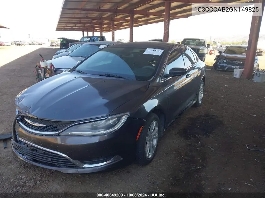 2016 Chrysler 200 Limited VIN: 1C3CCCAB2GN149825 Lot: 40549209