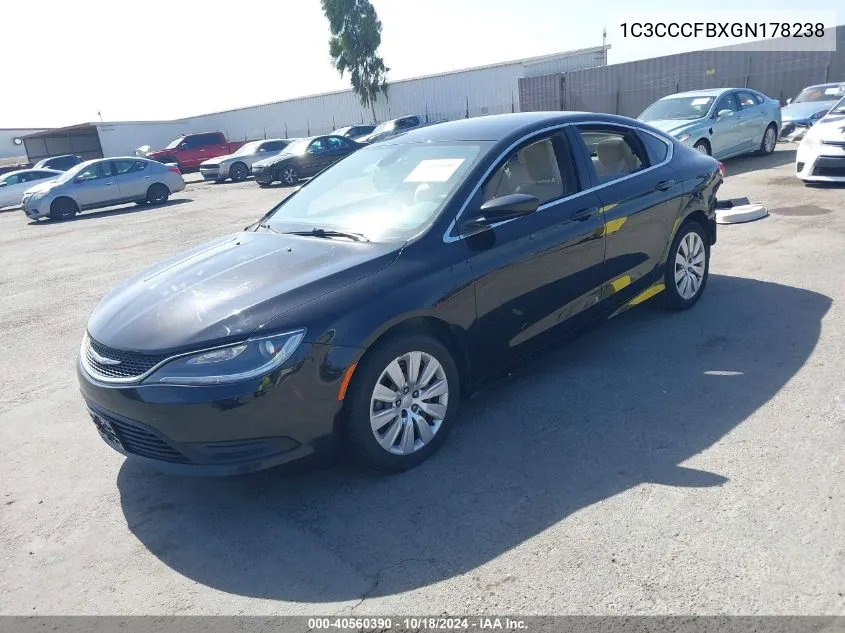 2016 Chrysler 200 Lx VIN: 1C3CCCFBXGN178238 Lot: 40560390