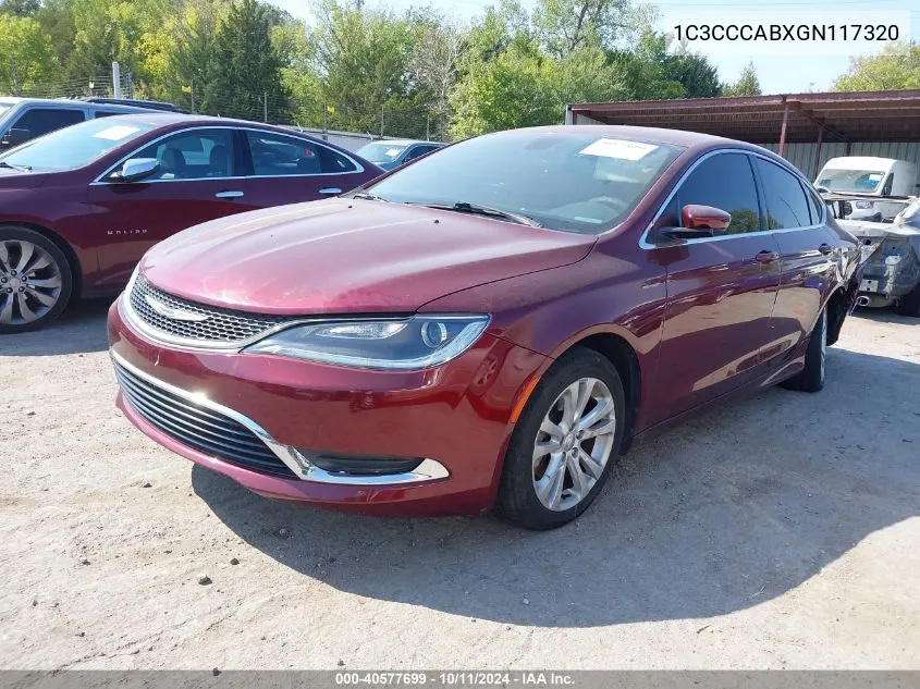 2016 Chrysler 200 Limited VIN: 1C3CCCABXGN117320 Lot: 40577699