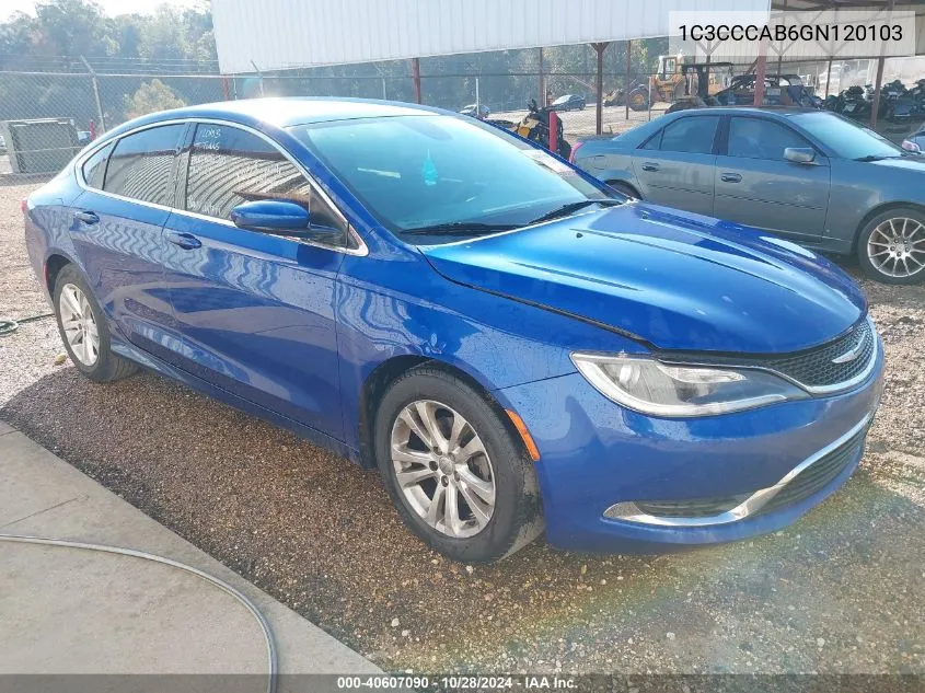 2016 Chrysler 200 Limited VIN: 1C3CCCAB6GN120103 Lot: 40607090