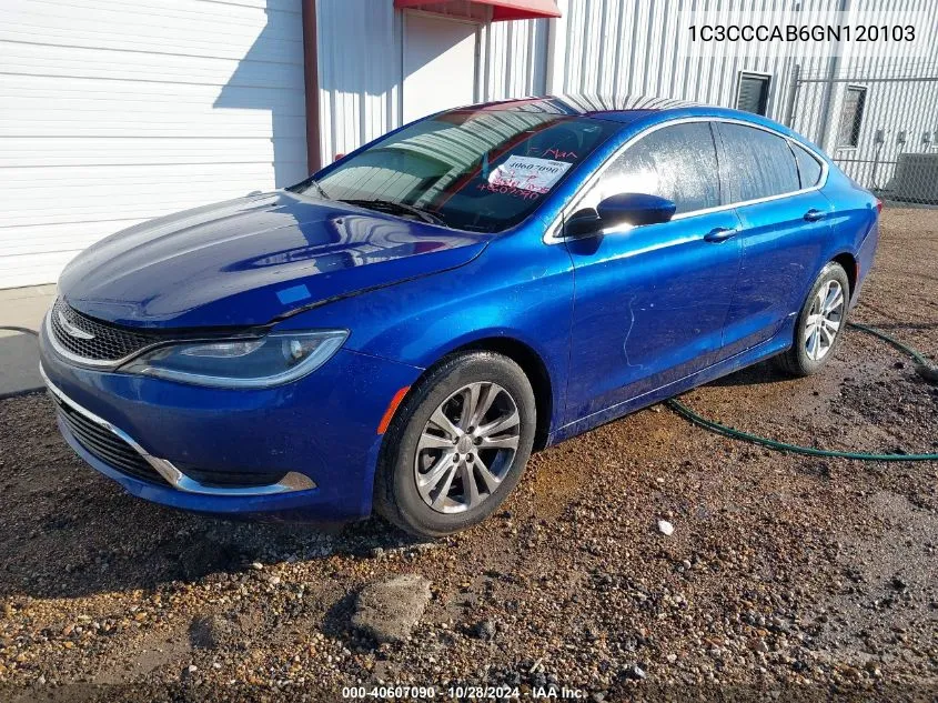 2016 Chrysler 200 Limited VIN: 1C3CCCAB6GN120103 Lot: 40607090