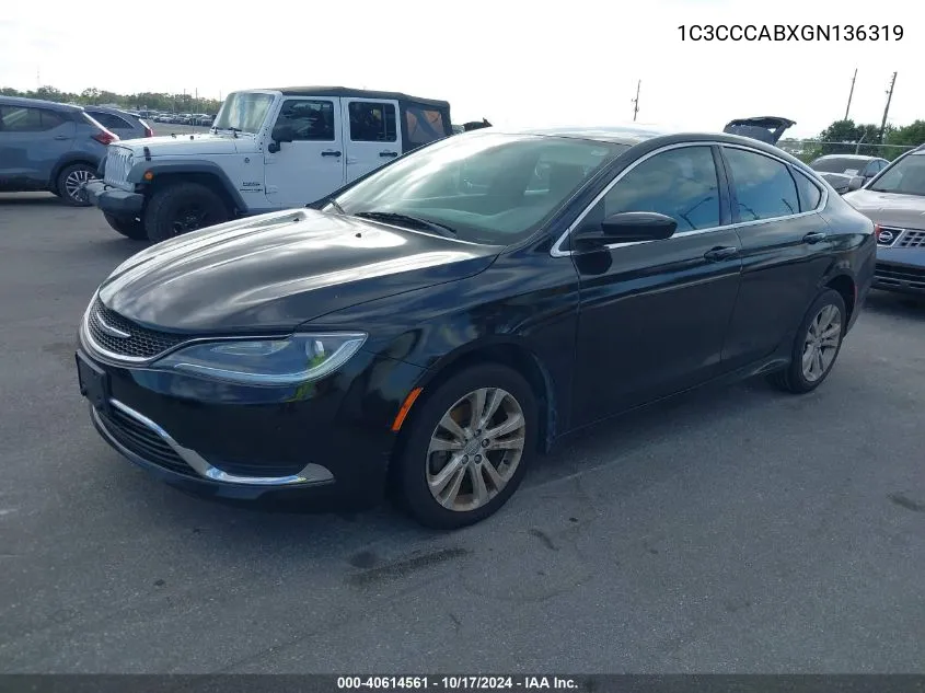 2016 Chrysler 200 Limited VIN: 1C3CCCABXGN136319 Lot: 40614561