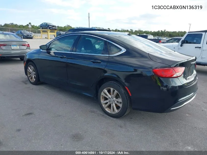 2016 Chrysler 200 Limited VIN: 1C3CCCABXGN136319 Lot: 40614561