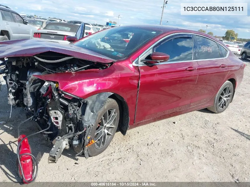 2016 Chrysler 200 Limited VIN: 1C3CCCAB8GN125111 Lot: 40615184