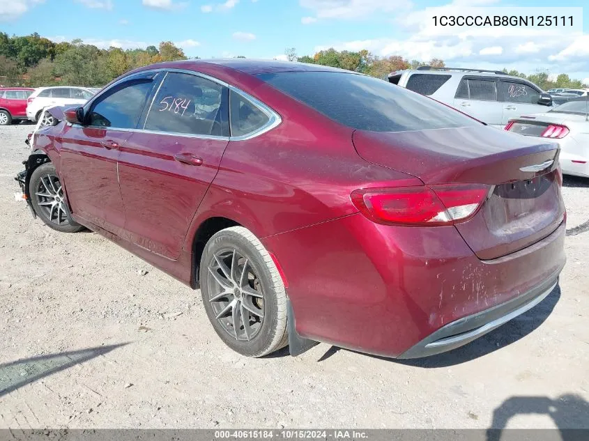 2016 Chrysler 200 Limited VIN: 1C3CCCAB8GN125111 Lot: 40615184