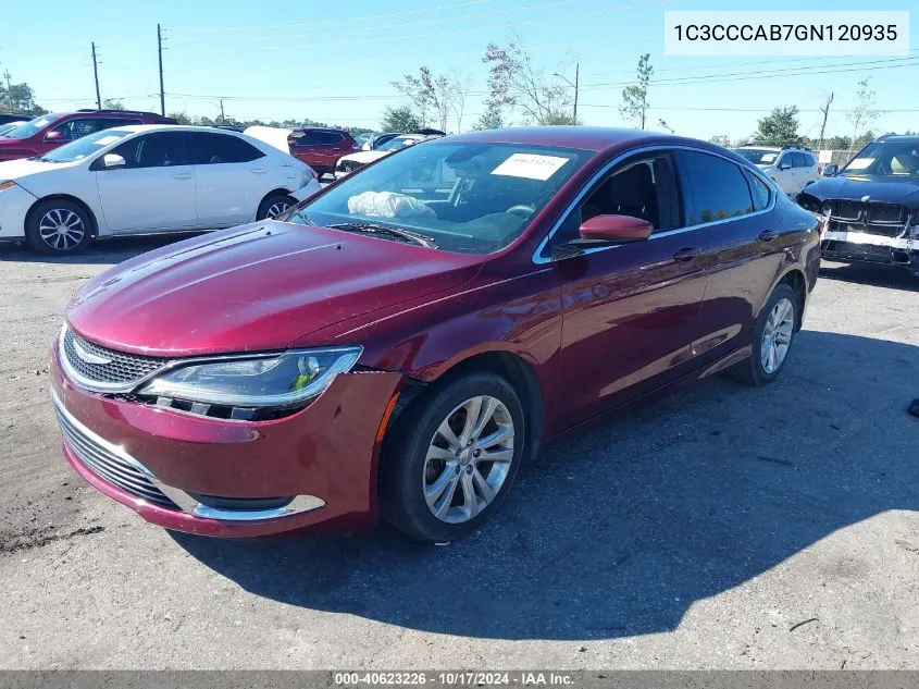 2016 Chrysler 200 Limited VIN: 1C3CCCAB7GN120935 Lot: 40623226