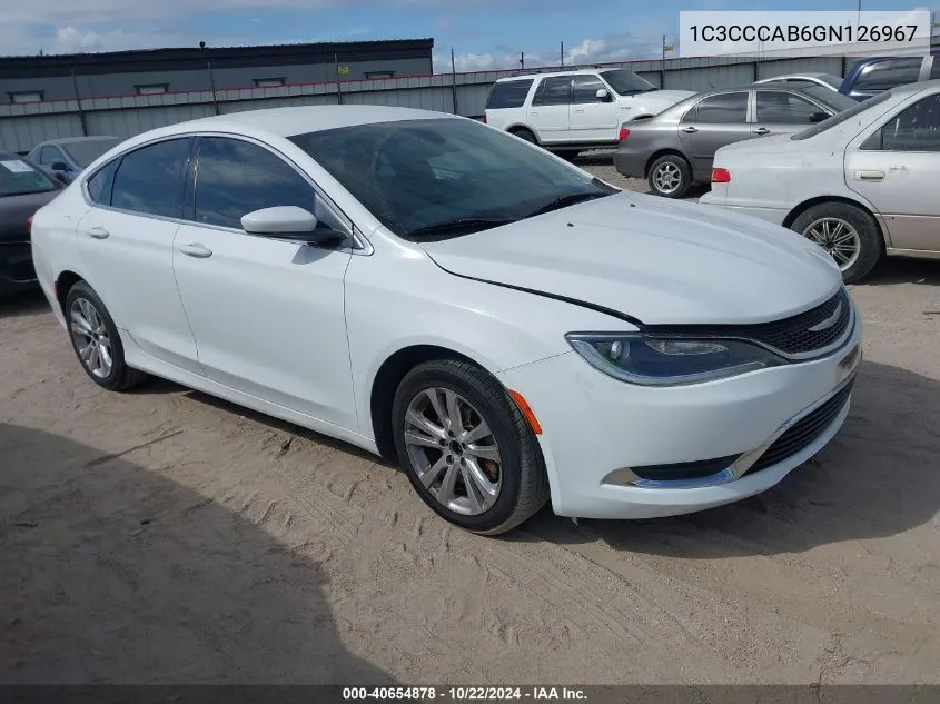 2016 Chrysler 200 Limited VIN: 1C3CCCAB6GN126967 Lot: 40654878