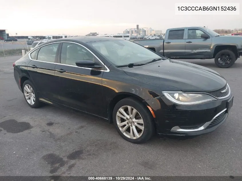 2016 Chrysler 200 Limited VIN: 1C3CCCAB6GN152436 Lot: 40668139