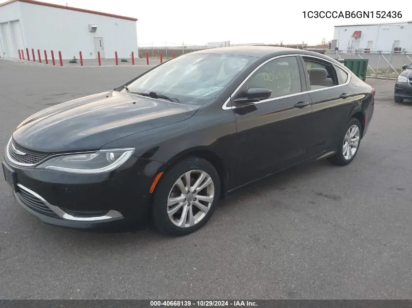 2016 Chrysler 200 Limited VIN: 1C3CCCAB6GN152436 Lot: 40668139