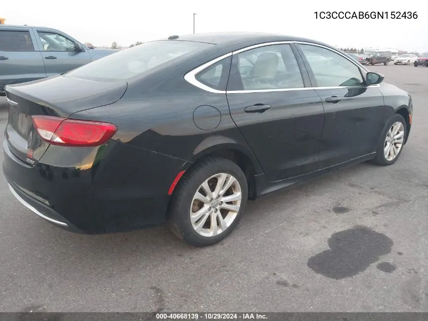 2016 Chrysler 200 Limited VIN: 1C3CCCAB6GN152436 Lot: 40668139