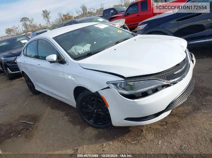 2016 Chrysler 200 Lx VIN: 1C3CCCFB1GN172554 Lot: 40703468