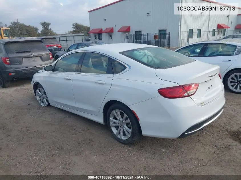 2016 Chrysler 200 Limited VIN: 1C3CCCAB5GN187713 Lot: 40716392