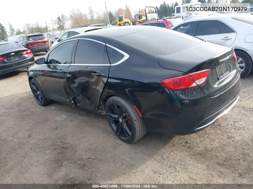 2016 Chrysler 200 Limited VIN: 1C3CCCAB2GN170979 Lot: 40821499