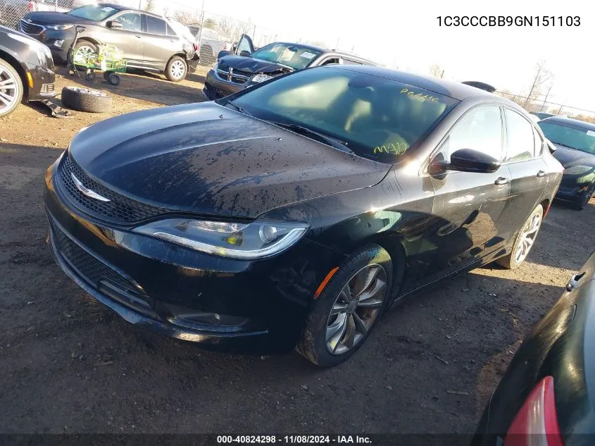 2016 Chrysler 200 S VIN: 1C3CCCBB9GN151103 Lot: 40824298