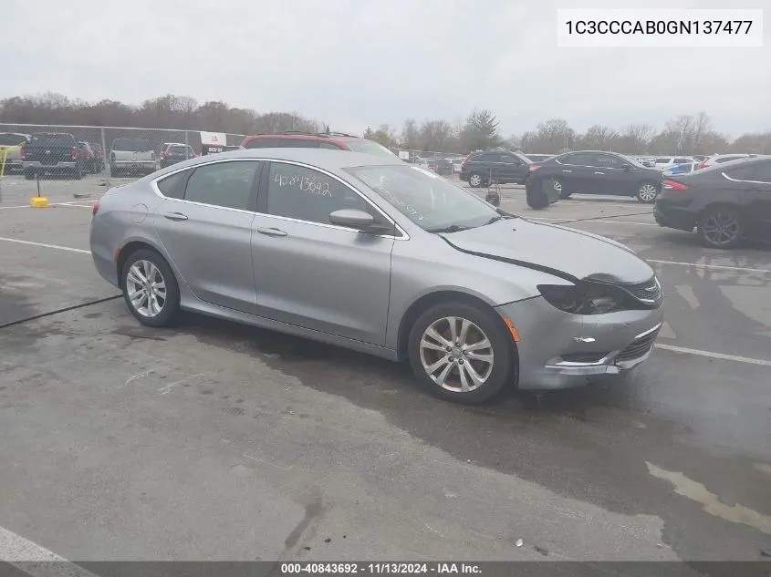 2016 Chrysler 200 Limited VIN: 1C3CCCAB0GN137477 Lot: 40843692