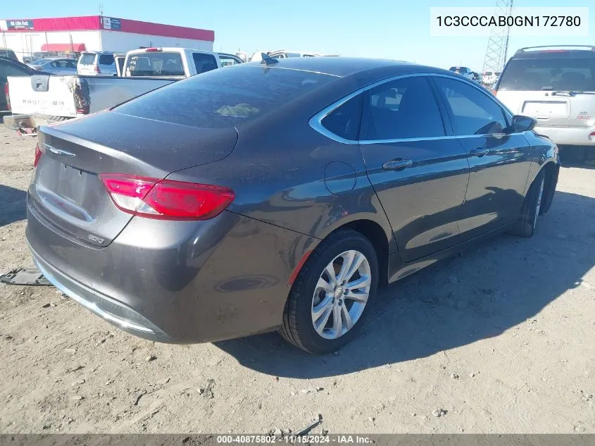 2016 Chrysler 200 Limited VIN: 1C3CCCAB0GN172780 Lot: 40875802