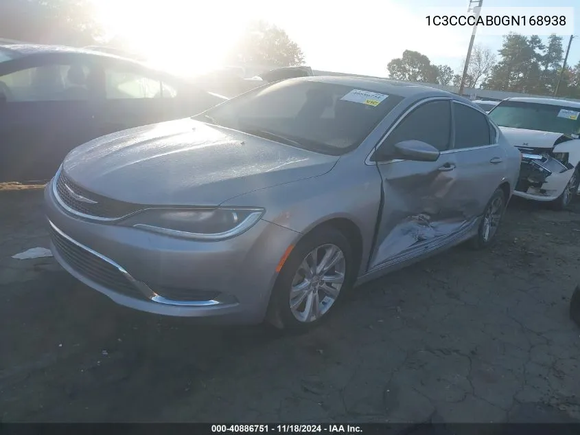 2016 Chrysler 200 Limited VIN: 1C3CCCAB0GN168938 Lot: 40886751