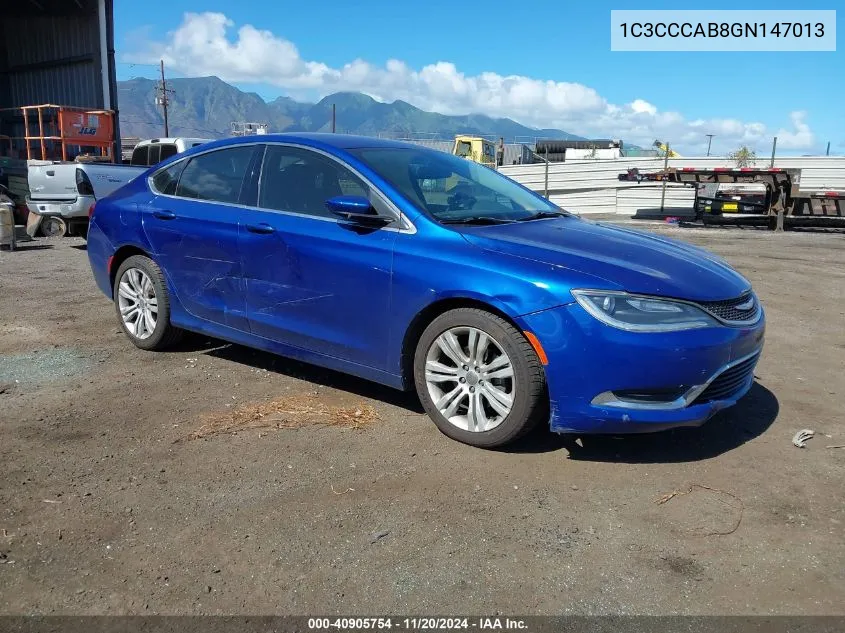 2016 Chrysler 200 Limited VIN: 1C3CCCAB8GN147013 Lot: 40905754