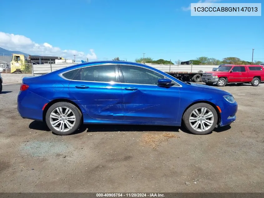 2016 Chrysler 200 Limited VIN: 1C3CCCAB8GN147013 Lot: 40905754