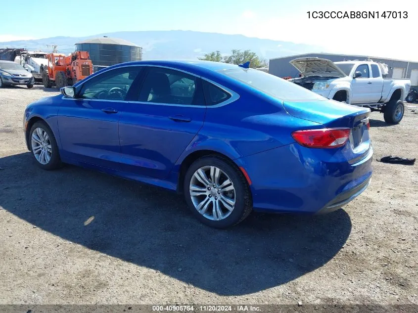 2016 Chrysler 200 Limited VIN: 1C3CCCAB8GN147013 Lot: 40905754